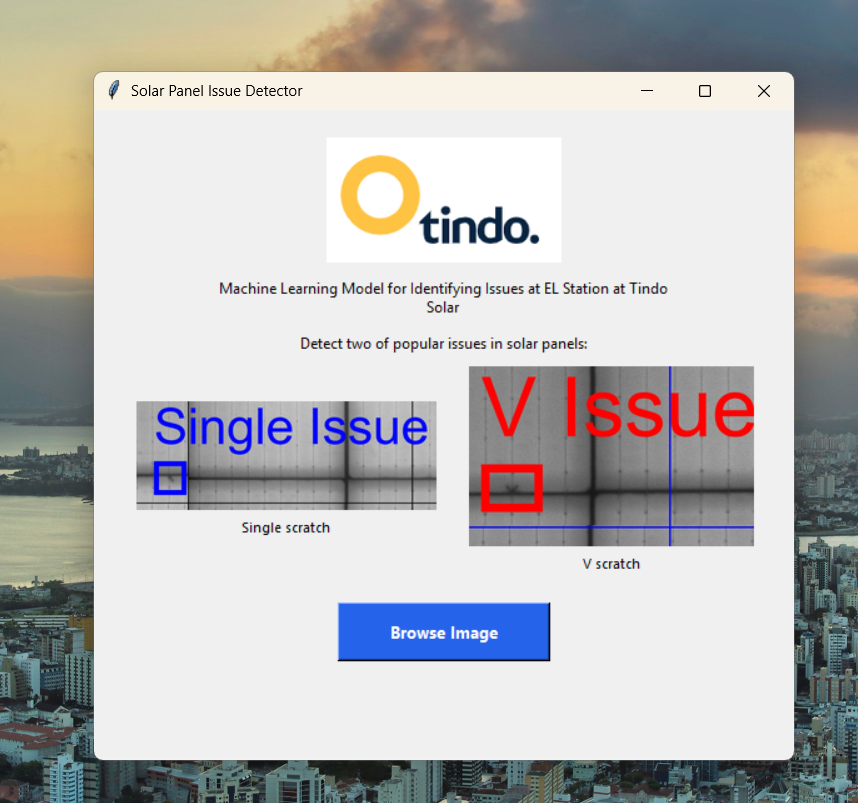 AI ML model for EL issue detection — interface preview