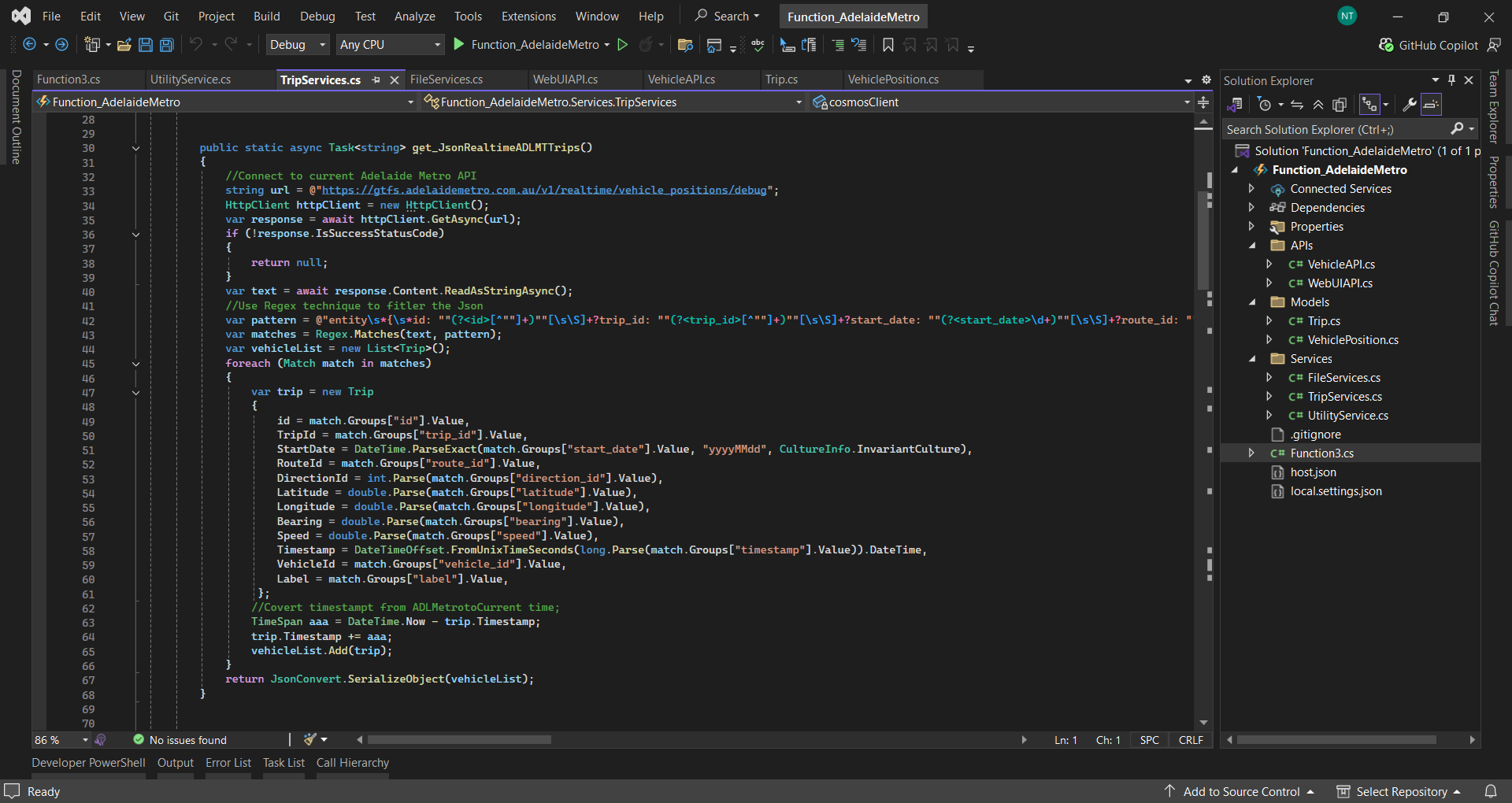 Adelaide Metro Realtime — Azure Functions or API