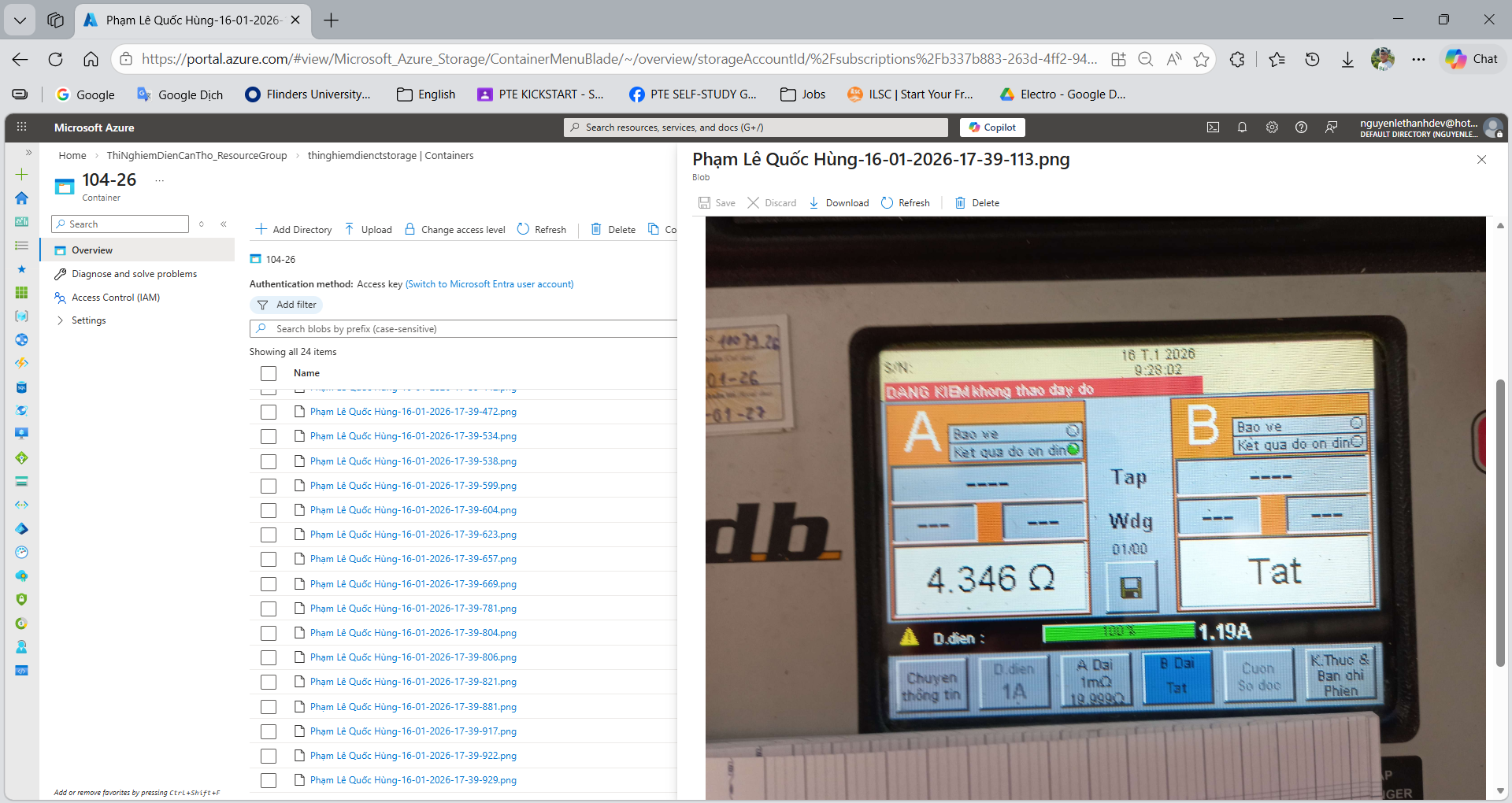 Azure Storage stores image files from API