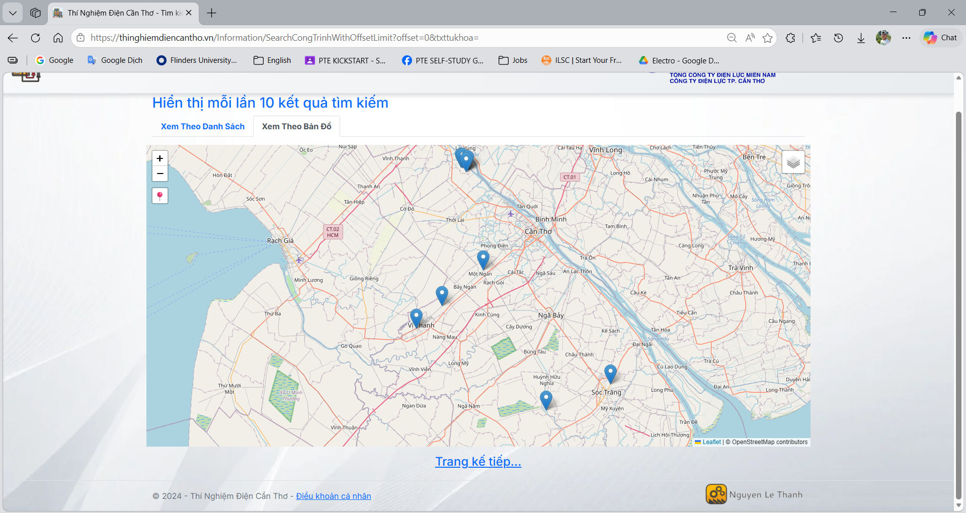 Web portal equipment list and details