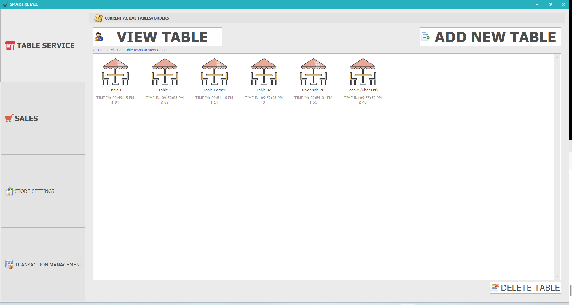 Table service — Active tables