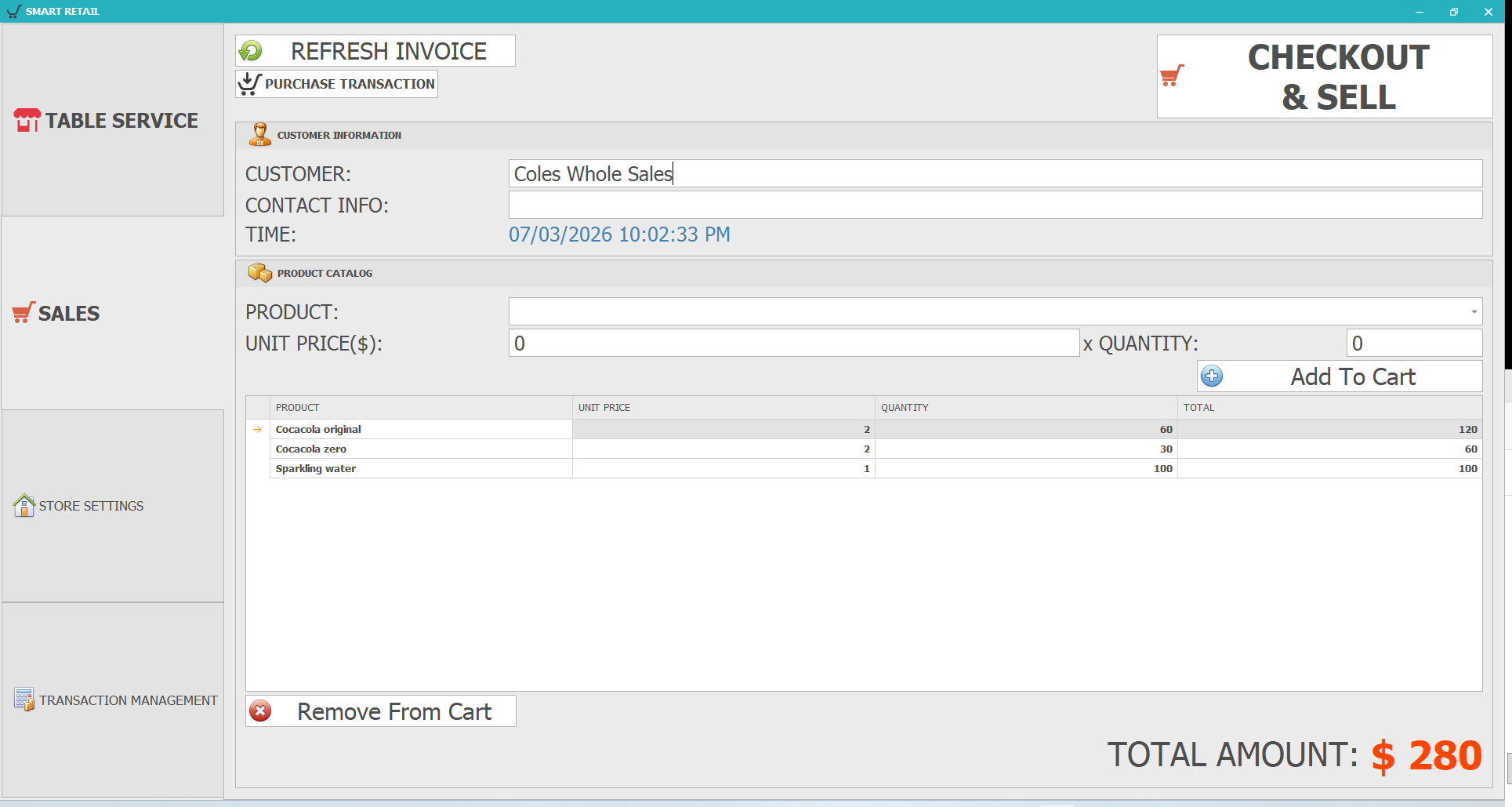 Sales — Cart with items (checkout)