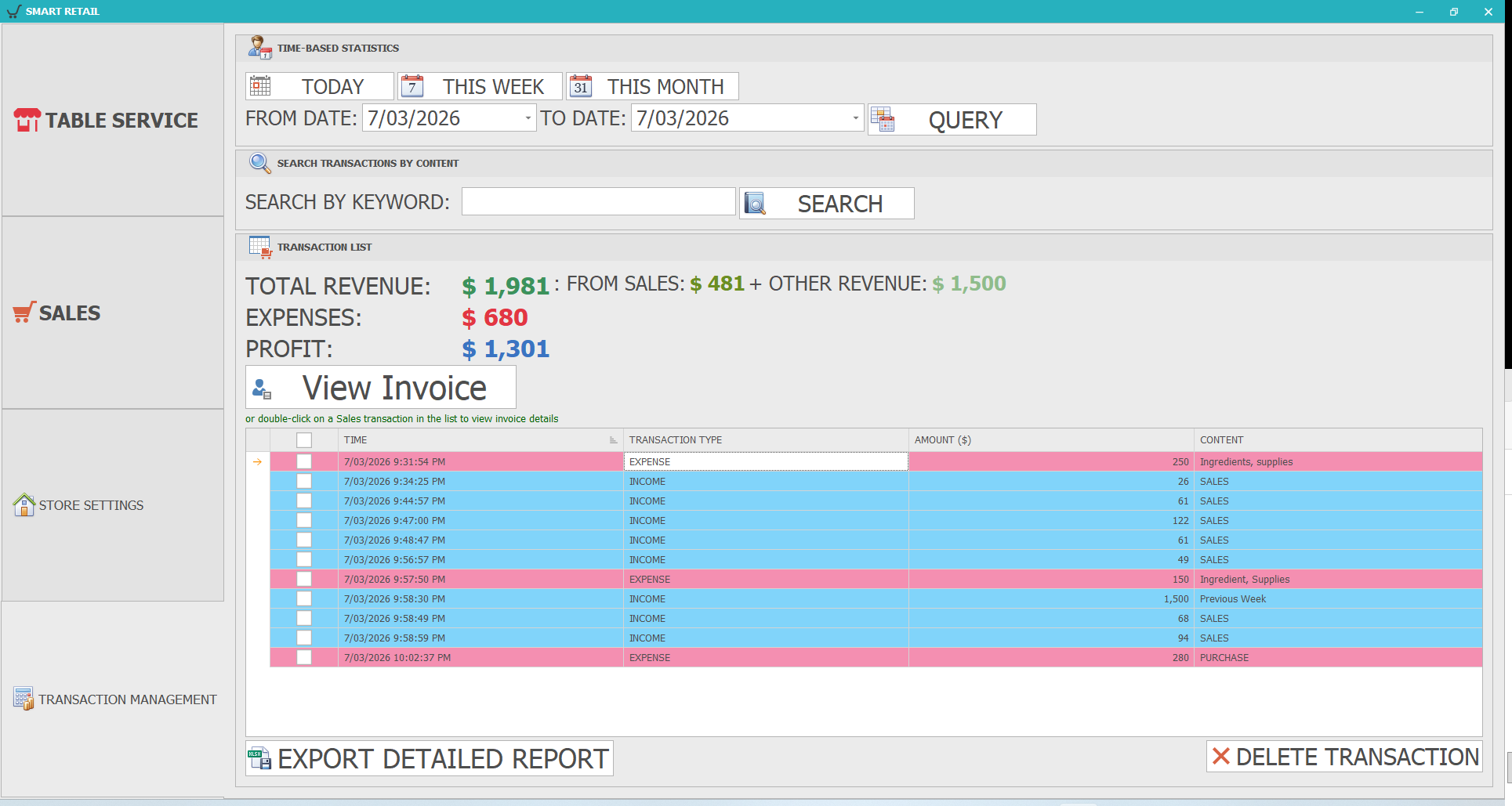 Smart Retail — Transaction management