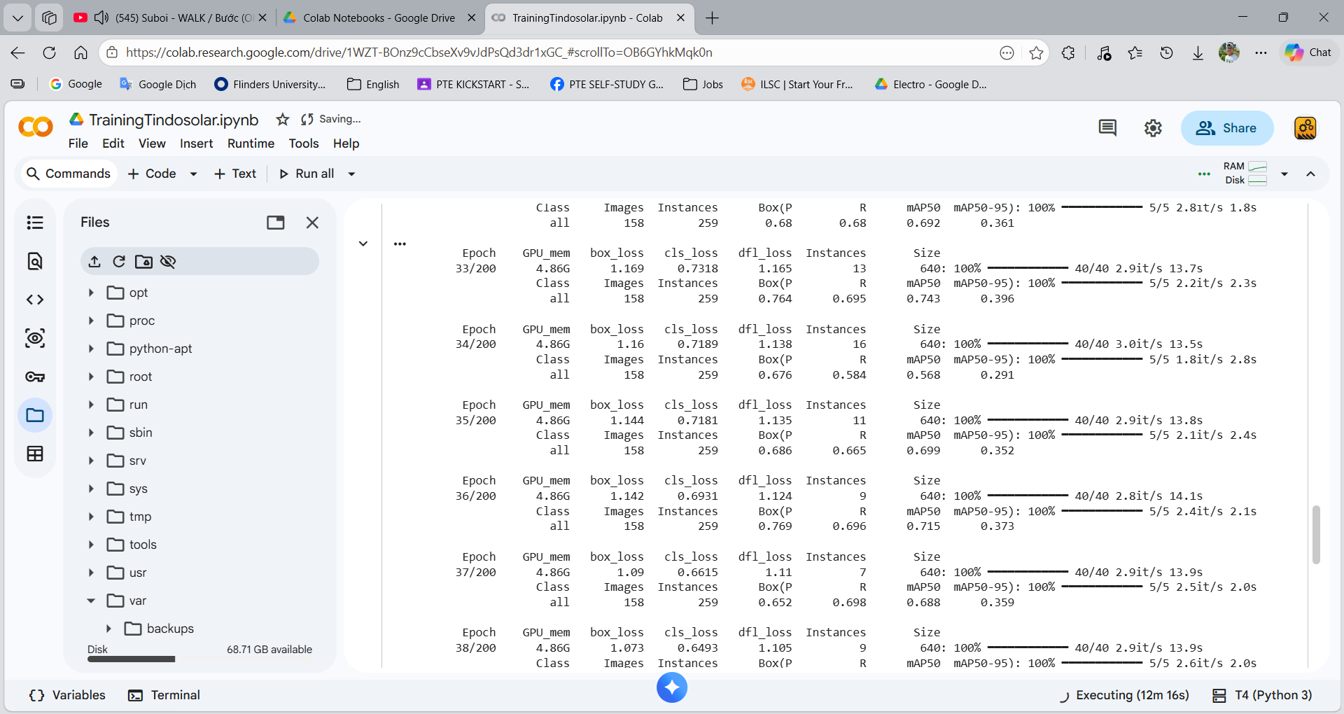 Google Colab — monitoring training